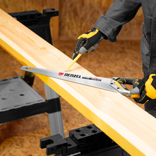 Ножовка по дереву, 450 мм, 11 TPI, зуб 3D, металлопластиковая рукоятка Denzel по ценам производителя в Краснодаре с доставкой по всей России