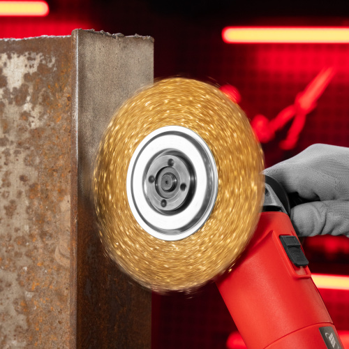 Щетка для УШМ, 150 мм, посадка 22.2 мм, плоская, латунированная витая проволока Matrix по ценам производителя в Краснодаре с доставкой по всей России