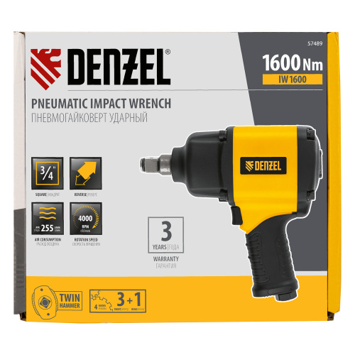 Ударный пневмогайковерт IW1600, 3/4", 4000 об/мин, 1600 Нм Denzel по ценам производителя в Краснодаре с доставкой по всей России