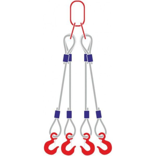 Строп канатный 4СК, с 4 крюками 25Т x 3М по ценам производителя в Краснодаре с доставкой по всей России