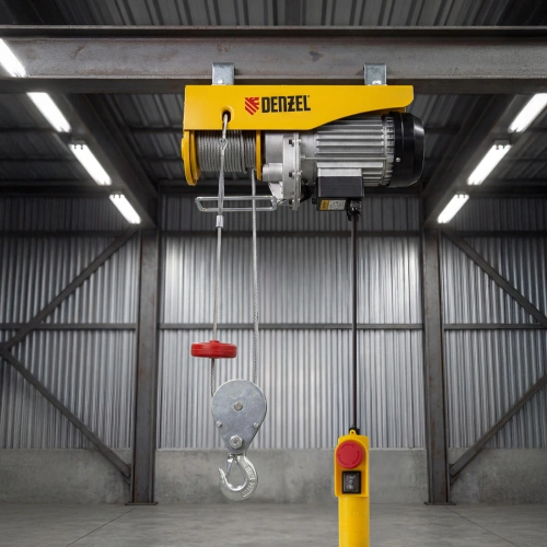 Тельфер электрический TF-800, 0.8 т, 1300 Вт, высота 12 м, 8 м/мин Denzel по ценам производителя в Краснодаре с доставкой по всей России