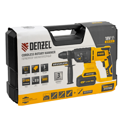 Перфоратор аккумуляторный BLRH-IB-26 Li-Ion, 18 В Denzel по ценам производителя в Краснодаре с доставкой по всей России