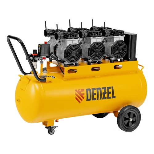 Компрессор безмасляный, малошумный DLS 3300/100, 3300 Вт,3x1100, 100 л, 570 л/мин ,блок управления Denzel по ценам производителя в Краснодаре с доставкой по всей России