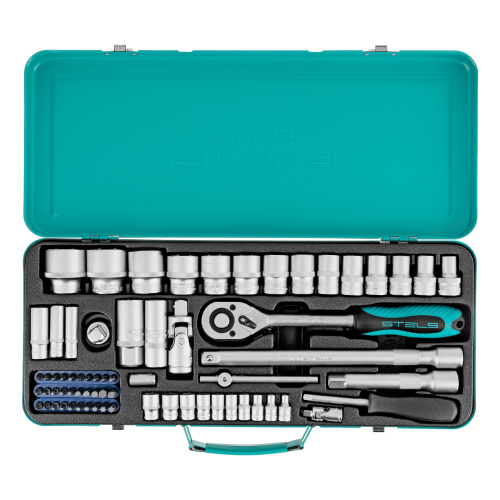 Набор торцевых головок с трещоткой, 1/2" и 1/4", 68 предметов Stels по ценам производителя в Краснодаре с доставкой по всей России