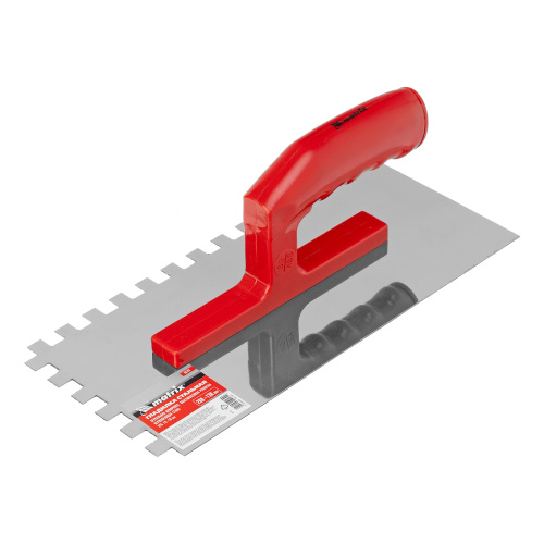 Гладилка из нержавеющей стали, 280 х 130 мм, зеркальная полировка, пластмассовая ручка, зуб 10 х 10 мм Matrix по ценам производителя в Краснодаре с доставкой по всей России