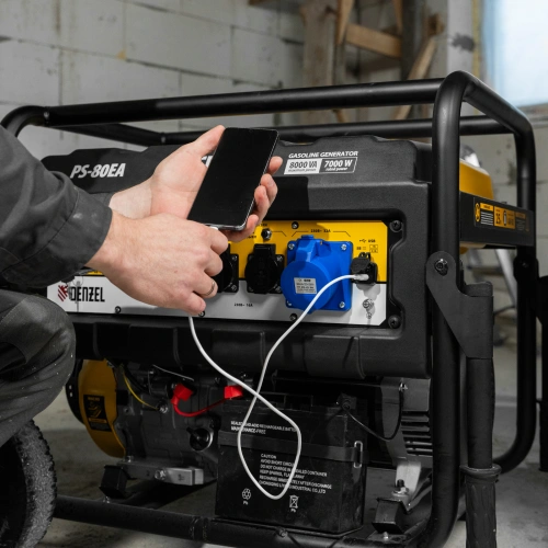 Генератор бензиновый PS 80 EA, 8.0 кВт, 230 В, 25 л, коннектор автоматики, электростартер Denzel по ценам производителя в Краснодаре с доставкой по всей России