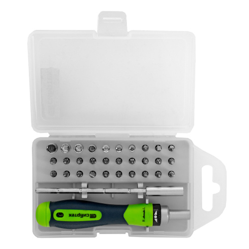 Отвертка реверсивная для точных работ с набором бит и торцевых головок, 32 предмета, CrV Сибртех по ценам производителя в Краснодаре с доставкой по всей России