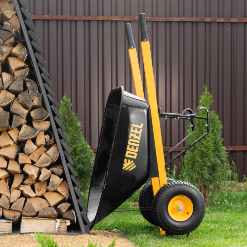 Тачка строительная, усиленная, объем 140 л, 250 кг, двухколесная, колесо 15х6.00-6 Denzel по ценам производителя в Краснодаре с доставкой по всей России