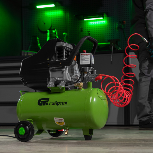Компрессор воздушный КК-1500/24, 1.5 кВт, 198 л/мин, 24 л, прямой привод, масляный Сибртех по ценам производителя в Краснодаре с доставкой по всей России