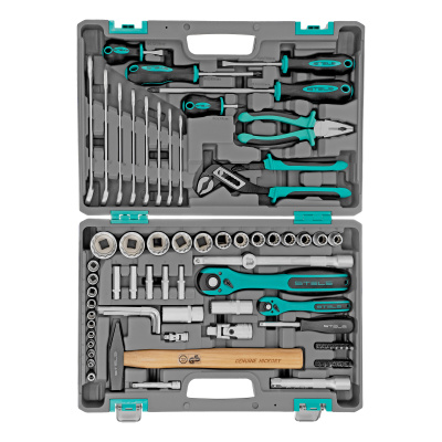 Набор инструментов, 1/2", 1/4", CrV, 12 гранные головки, пластиковый кейс, 76 предметов Stels по ценам производителя в Краснодаре с доставкой по всей России