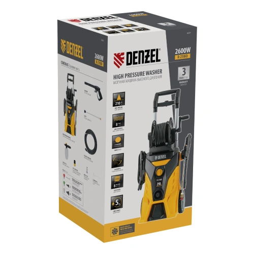 Моечная машина высокого давления R-210iD, 2600 Вт, 210 бар, 8.0 л/мин, асинхронный двигатель, барабан Denzel по ценам производителя в Краснодаре с доставкой по всей России