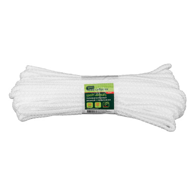 Шнур вязаный полипропиленовый с серд. белый, 6 мм, L 20 м, Сибртех по ценам производителя в Краснодаре с доставкой по всей России