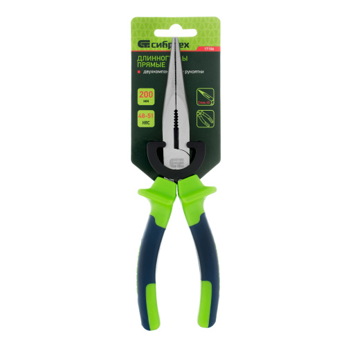 Длинногубцы прямые, 200 мм, двухкомпонентные рукоятки Сибртех по ценам производителя в Краснодаре с доставкой по всей России