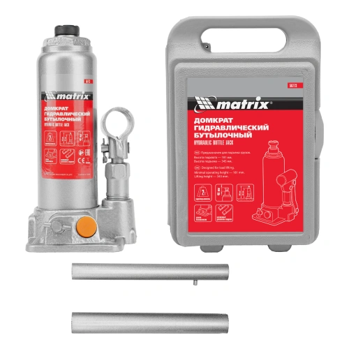 Домкрат гидравлический бутылочный, 2 т, h подъема 181-345 мм, в пластиковом кейсе Matrix по ценам производителя в Краснодаре с доставкой по всей России