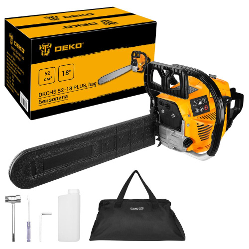 Бензопила DEKO DKCHS 52-18 PLUS, 3,8 л.с., 52 куб.см, 18", в сумке по ценам производителя в Краснодаре с доставкой по всей России