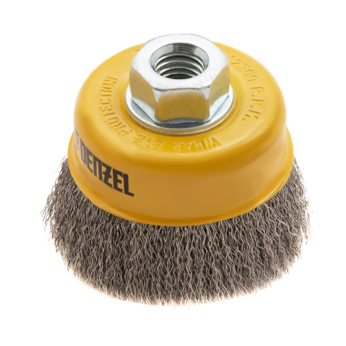 Щетка для УШМ, 75 мм, "Чашка", витая нержавеющая проволока 0.3 мм, М14 Denzel по ценам производителя в Краснодаре с доставкой по всей России