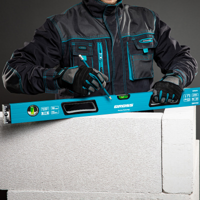 Уровень алюминиевый, 800 мм, усиленный с ударопрочными заглушками, рукоятки, 3 глазка Gross по ценам производителя в Краснодаре с доставкой по всей России