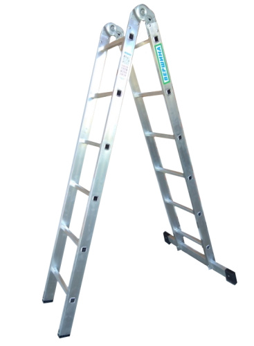 Лестница 2-х секционная алюминиевая шарнирная 2*6 по ценам производителя в Краснодаре с доставкой по всей России