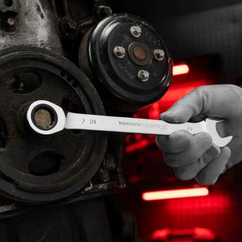 Ключ комбинированный трещоточный, 18 мм, CrV, зеркальный хром Matrix Professional по ценам производителя в Краснодаре с доставкой по всей России