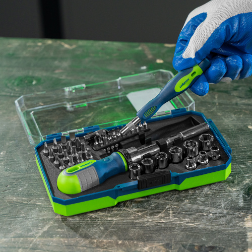 Отвертки реверсивные с набором бит и торцевыми головками, 41 шт, CrV Сибртех по ценам производителя в Краснодаре с доставкой по всей России