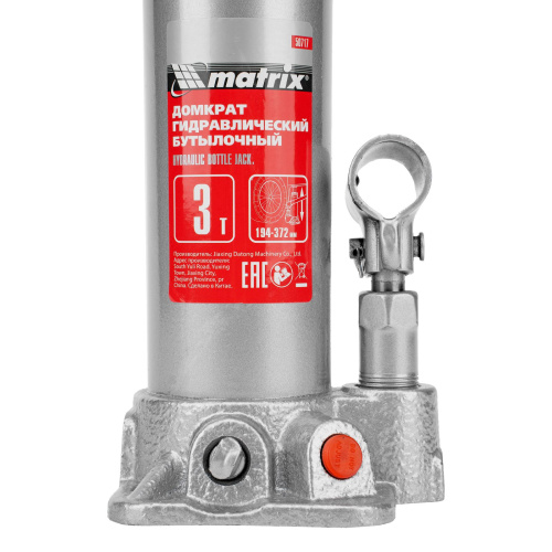 Домкрат гидравлический бутылочный, 3 т, высота подъема 194-372 мм Matrix по ценам производителя в Краснодаре с доставкой по всей России