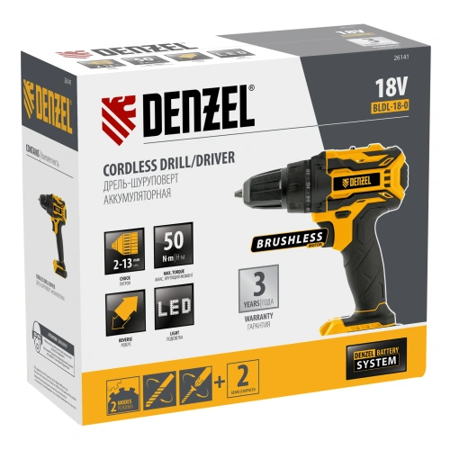 Дрель-шуруповерт аккумуляторная, бесщет. BLDL-18-0 Li-Ion, 18 В Denzel по ценам производителя в Краснодаре с доставкой по всей России