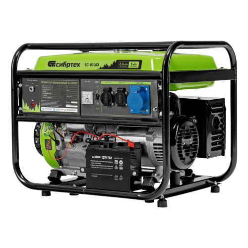 Генератор бензиновый БС-8000Э, 6,6 кВт, 230В, четырехтактный, 25 л, электростартер Сибртех по ценам производителя в Краснодаре с доставкой по всей России