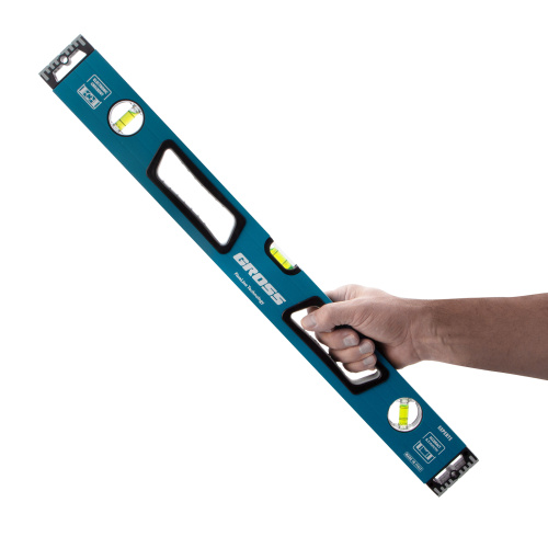 Уровень алюминиевый, 600 мм, усиленный с ударопрочными заглушками, рукоятки, 3 глазка Gross по ценам производителя в Краснодаре с доставкой по всей России