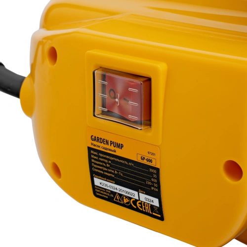 Садовый поверхностный насос GP 600, 600 Вт, 3000 л/ч, подъем 35 м, пластик Denzel по ценам производителя в Краснодаре с доставкой по всей России