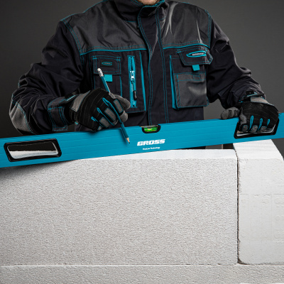 Уровень алюминиевый, 1800 мм, усиленный с ударопрочными заглушками, рукоятки, 3 глазка Gross по ценам производителя в Краснодаре с доставкой по всей России