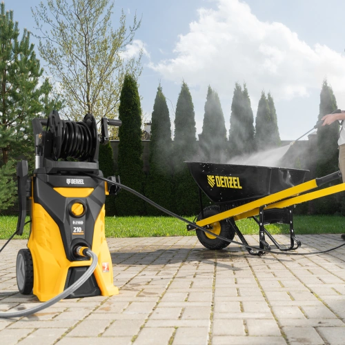 Моечная машина высокого давления R-210iD, 2600 Вт, 210 бар, 8.0 л/мин, асинхронный двигатель, барабан Denzel по ценам производителя в Краснодаре с доставкой по всей России