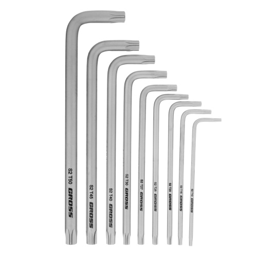 Набор ключей имбусовых Torx -TT, 9 шт: T10-T50, удлиненные, S2, сатинированные Gross по ценам производителя в Краснодаре с доставкой по всей России