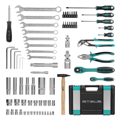 Набор инструментов, 1/2", 1/4", CrV, 12 гранные головки, пластиковый кейс, 76 предметов Stels по ценам производителя в Краснодаре с доставкой по всей России