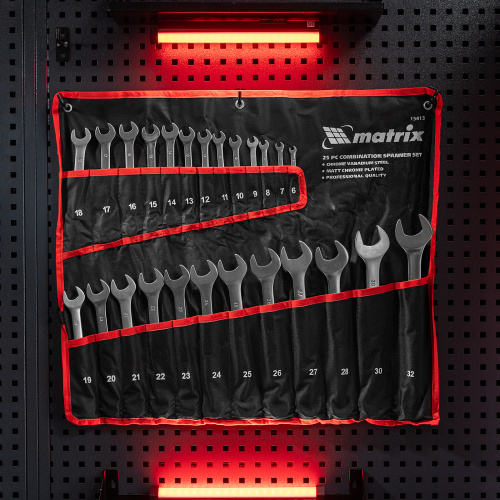 Набор ключей комбинированных, 6-32 мм, 25 шт, CrV, матовый хром Matrix по ценам производителя в Краснодаре с доставкой по всей России