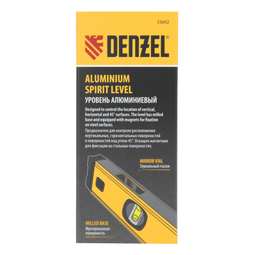 Уровень алюминиевый, магнит, фрезерованный, 3 глазка (1 зеркал.) 0,5 мм/м, 800 мм Denzel по ценам производителя в Краснодаре с доставкой по всей России