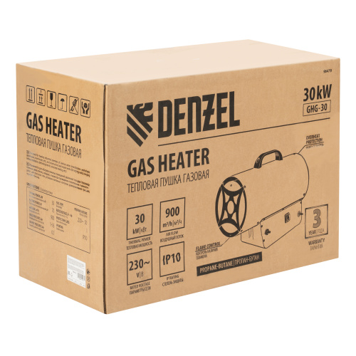 Газовая тепловая пушка GHG-30, 30 кВт, 900 м3/ч, пропан-бутан Denzel по ценам производителя в Краснодаре с доставкой по всей России