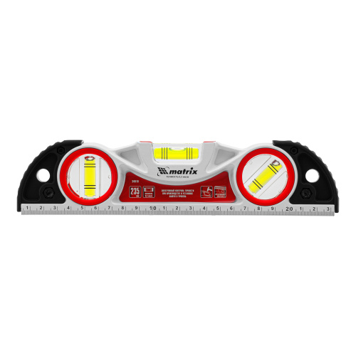 Уровень алюминиевый литой, фрезерованный, 3 глазка, две ударные площадки, 235 мм Matrix по ценам производителя в Краснодаре с доставкой по всей России