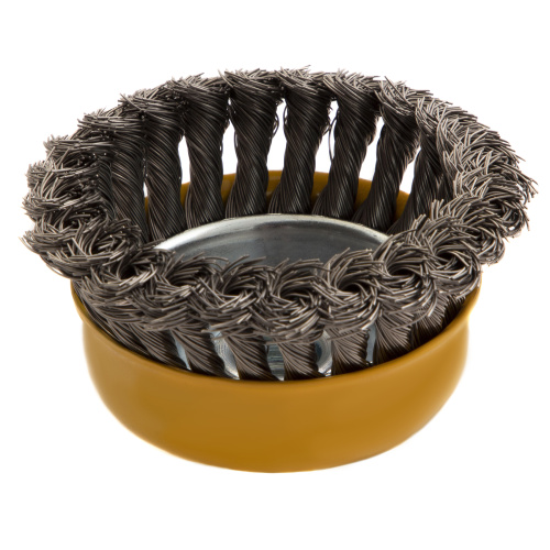 Щетка для УШМ, 100 мм, "Чашка", крученая нержавеющая проволока 0.5 мм, М14 Denzel по ценам производителя в Краснодаре с доставкой по всей России