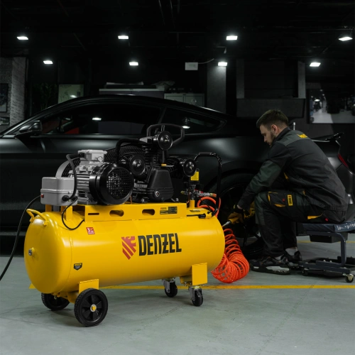Компрессор воздушный BCW3000-T/100, ременный привод, 3.0 кВт, 100 литров, 520 л/мин Denzel по ценам производителя в Краснодаре с доставкой по всей России