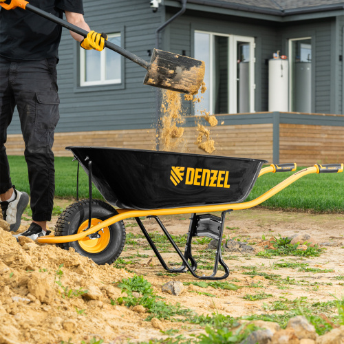 Тачка строительная, усиленная, объем 130 л, 230 кг, колесо 15х6.00-6 Denzel по ценам производителя в Краснодаре с доставкой по всей России