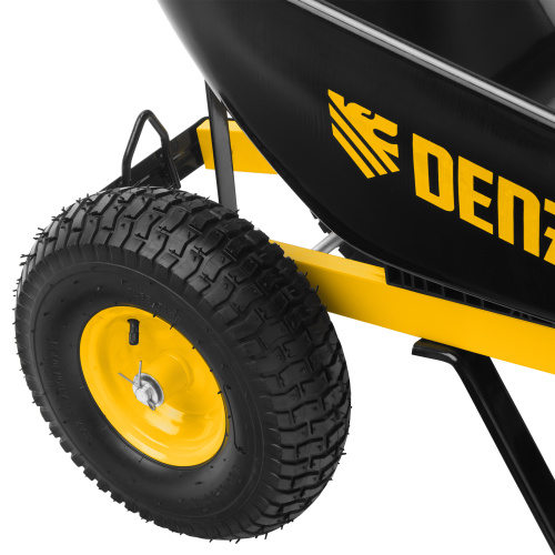 Тачка строительная, усиленная, объем 140 л, 250 кг, двухколесная, колесо 15х6.00-6 Denzel по ценам производителя в Краснодаре с доставкой по всей России