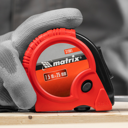 Рулетка Rubber,7,5 м х 25 мм,обрезиненный корпус Matrix по ценам производителя в Краснодаре с доставкой по всей России