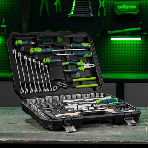 Набор инструментов, 1/2", 1/4", пластиковый кейс 76 предметов Сибртех по ценам производителя в Краснодаре с доставкой по всей России