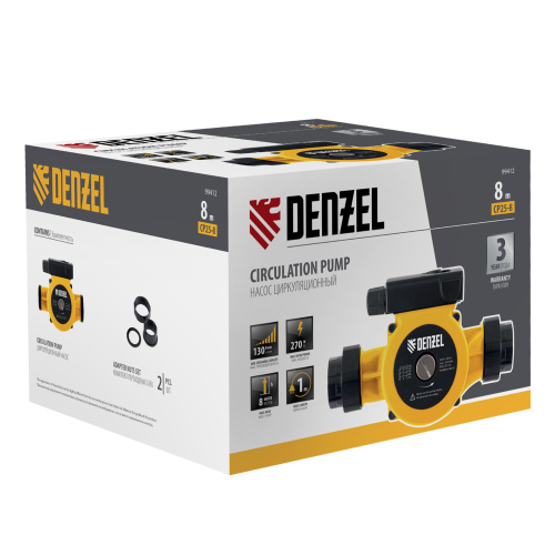 Циркуляционный насос CP25-8, напор 8 м, 130 л/мин, 1 м кабель, монт. длина 180 мм Denzel по ценам производителя в Краснодаре с доставкой по всей России