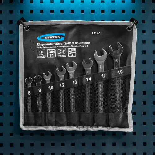 Набор ключей комбинированных 8-19 мм, 8 шт, CrV, холодный штамп Gross по ценам производителя в Краснодаре с доставкой по всей России