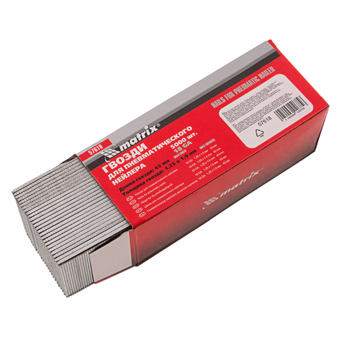 Гвозди для пневматического нейлера, длина 45 мм, ширина 1.25 мм, толщина 1 мм, 5000 шт Matrix по ценам производителя в Краснодаре с доставкой по всей России