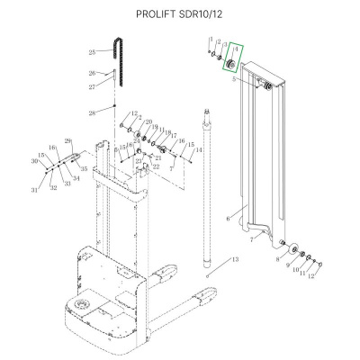 Ролик цепи редуктора ведущего колеса в сборе для штабелеров SDR 1-1,2 т, SDR1635 по ценам производителя в Краснодаре с доставкой по всей России