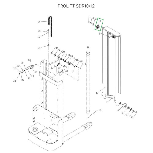 Ролик цепи редуктора ведущего колеса в сборе для штабелеров SDR 1-1,2 т, SDR1635 по ценам производителя в Краснодаре с доставкой по всей России
