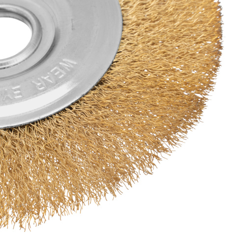 Щетка для УШМ, 150 мм, посадка 22.2 мм, плоская, латунированная витая проволока Matrix по ценам производителя в Краснодаре с доставкой по всей России