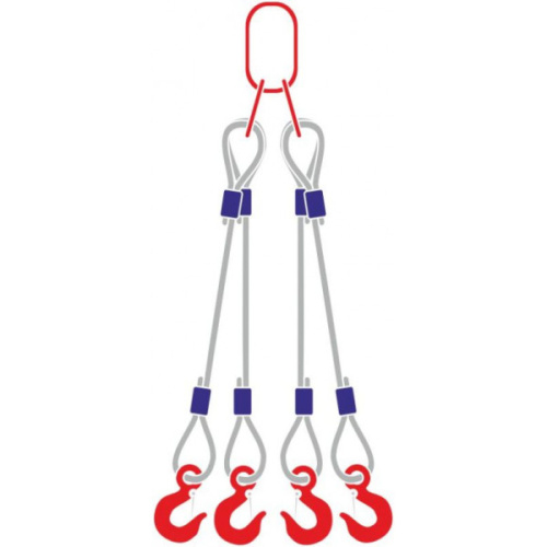 Строп канатный 4СК, с 4 крюками 16Т x 2,5М по ценам производителя в Краснодаре с доставкой по всей России